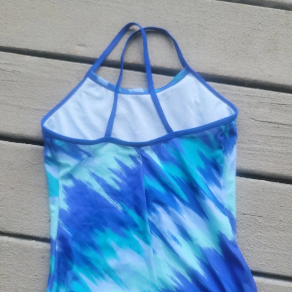 Nike Girls Immiscible Print One-Piece Swim Suit Bathing Game Royal M